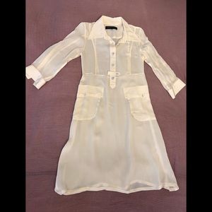 Jennifer Chun off-white shirt dress with black slip - size XS